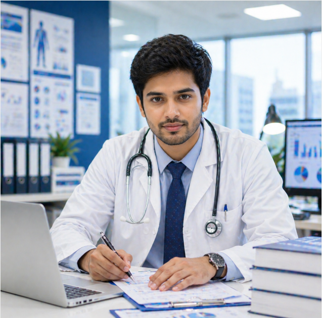 Happy PubMedico medical thesis scholar